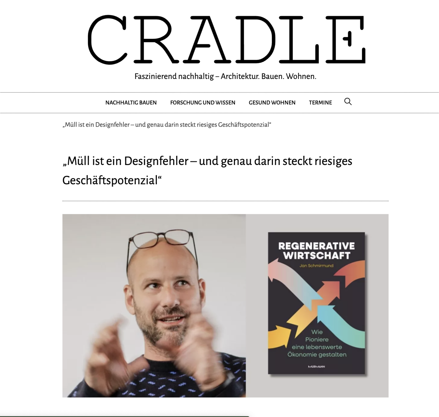 Ausschnitt des Interviews mit Jan Schmirmund in Cradle Mag